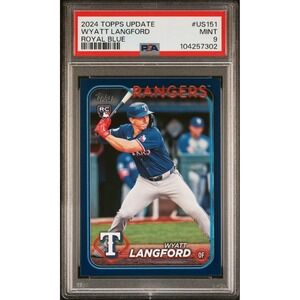 2024 Topps Update Series - Wyatt Langford #US151 Royal Blue (RC) PSA 9